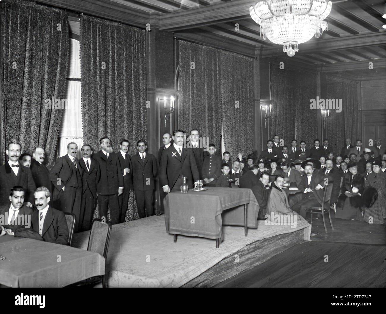 03/04/1917. At the Madrid Palace Hotel. Mr. Gabriel Maura (X) in the conference he gave yesterday afternoon, corresponding to the series organized by the Maurist youth and center. Credit: Album / Archivo ABC / Ramón Alba Stock Photo