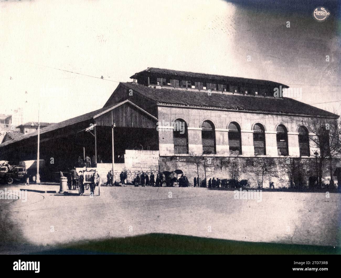 Madrid. 01/02/1890. View of the old Fish Market of Puerta de Toledo at