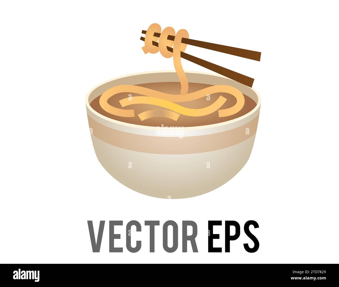 A bowl of steaming hot food icon, depicted as Japanese ramen noodles with chopsticks Stock Vector