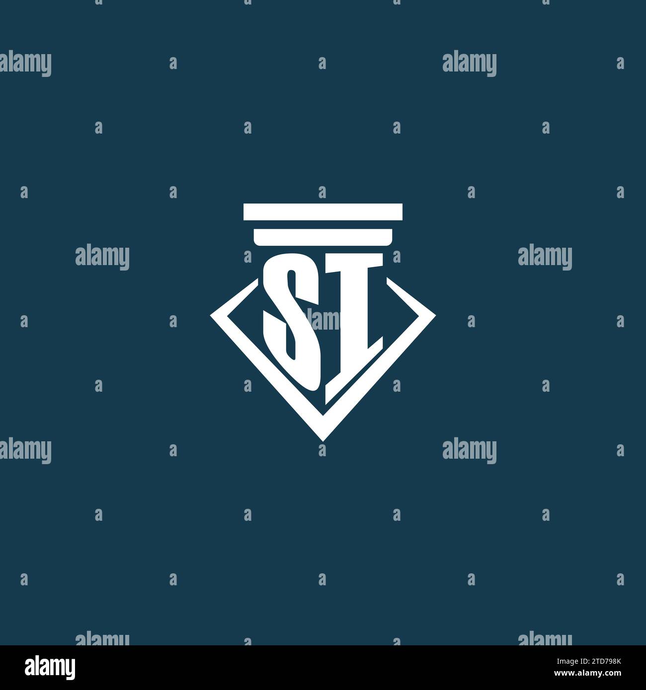SI initial monogram logo for law firm, lawyer or advocate with pillar icon design ideas Stock Vector