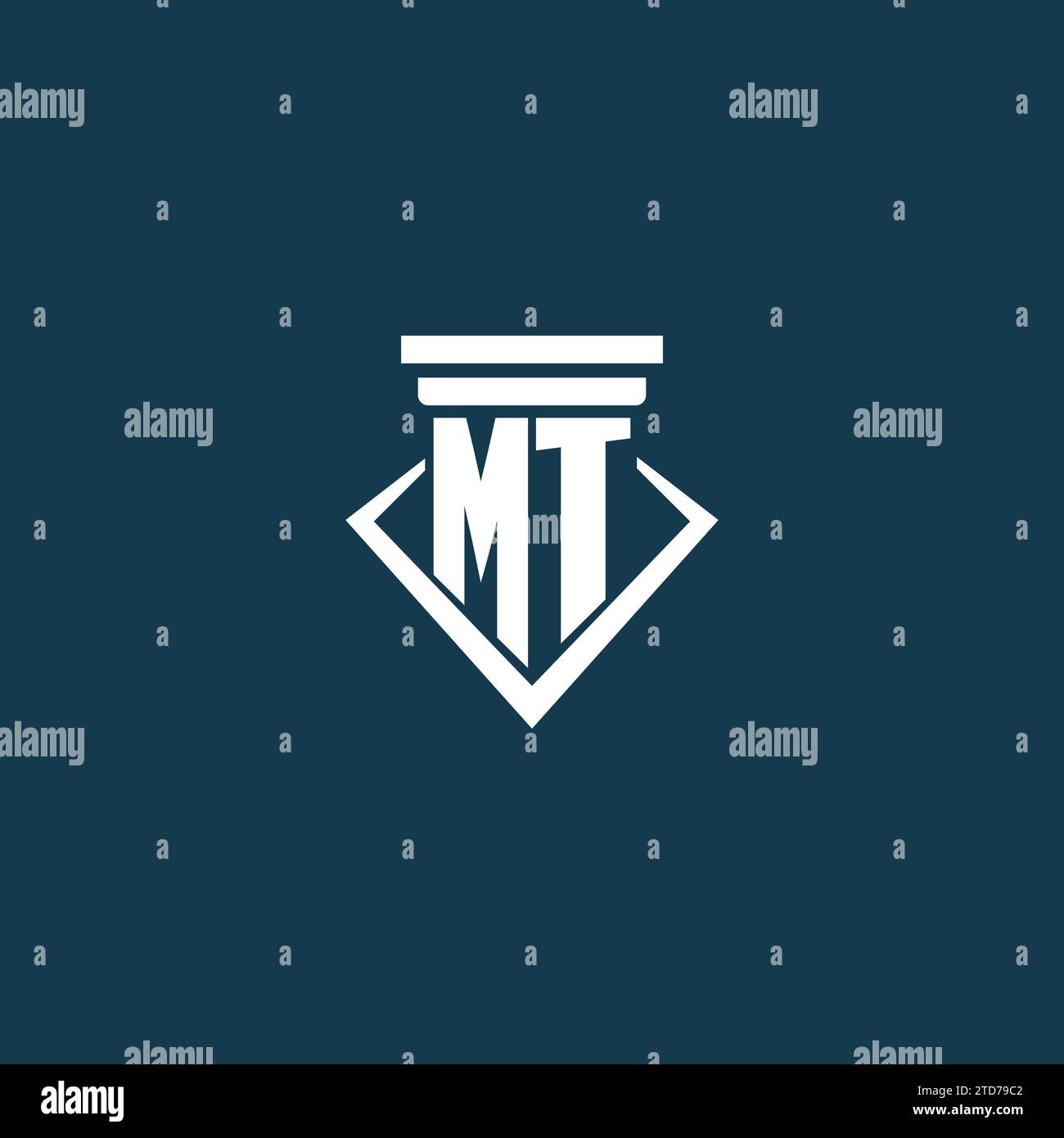 MT initial monogram logo for law firm, lawyer or advocate with pillar