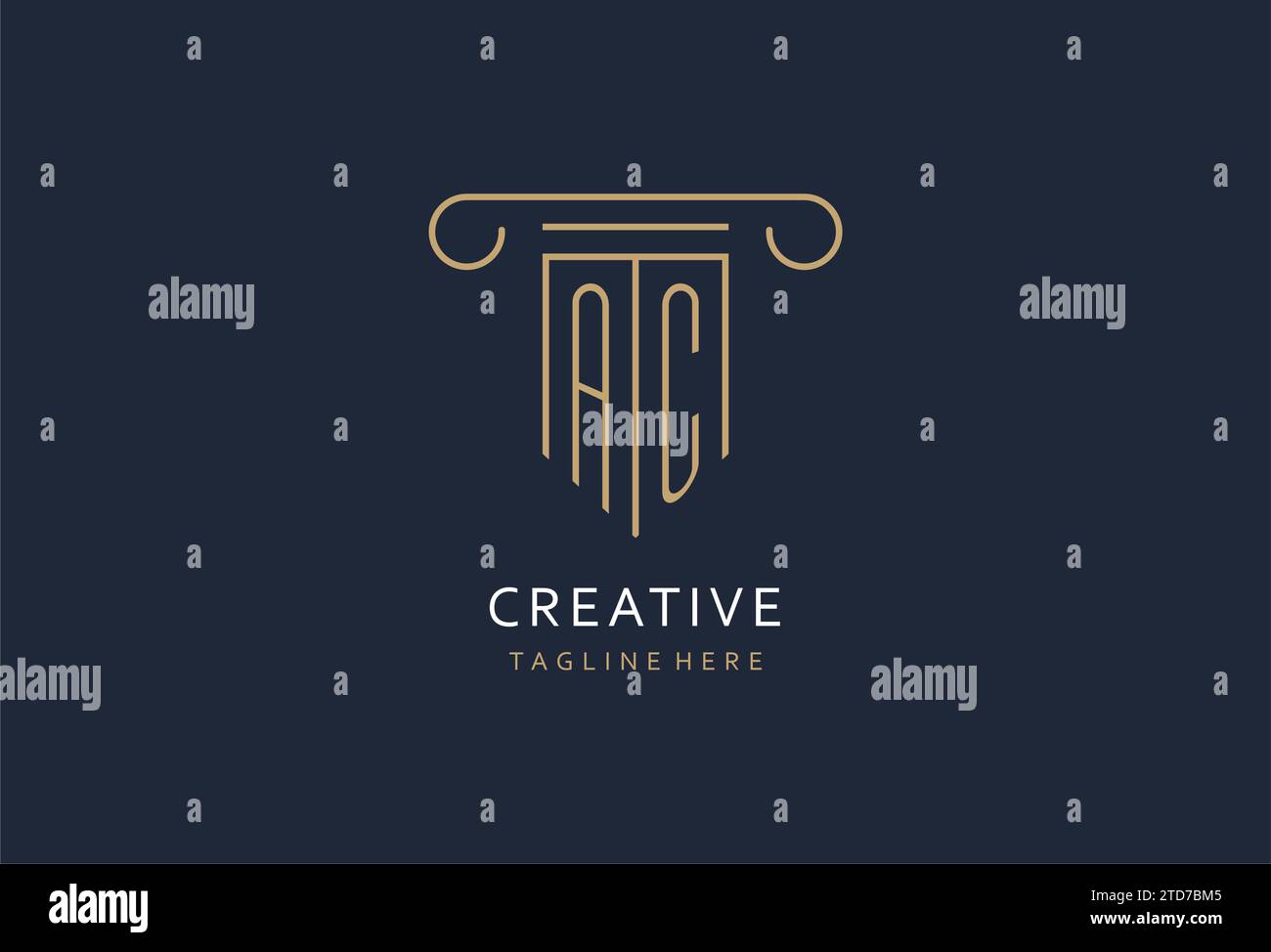 AC initial with pillar shape logo design, creative monogram logo design ...