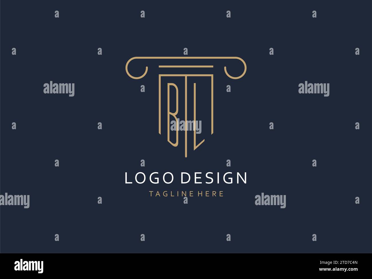 BL initial with pillar shape logo design, creative monogram logo design ...