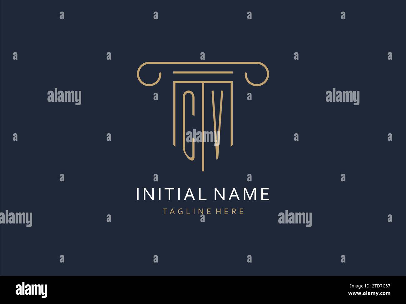 CV initial with pillar shape logo design, creative monogram logo design ...