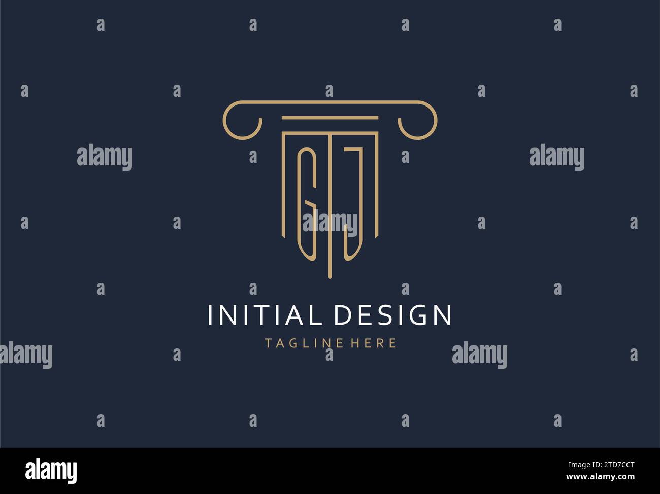 GJ initial with pillar shape logo design, creative monogram logo design ...