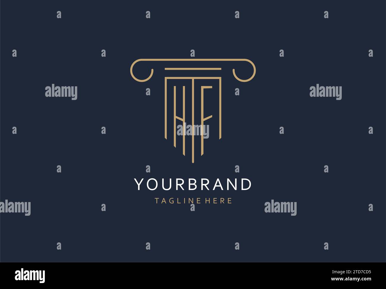HF initial with pillar shape logo design, creative monogram logo design ...