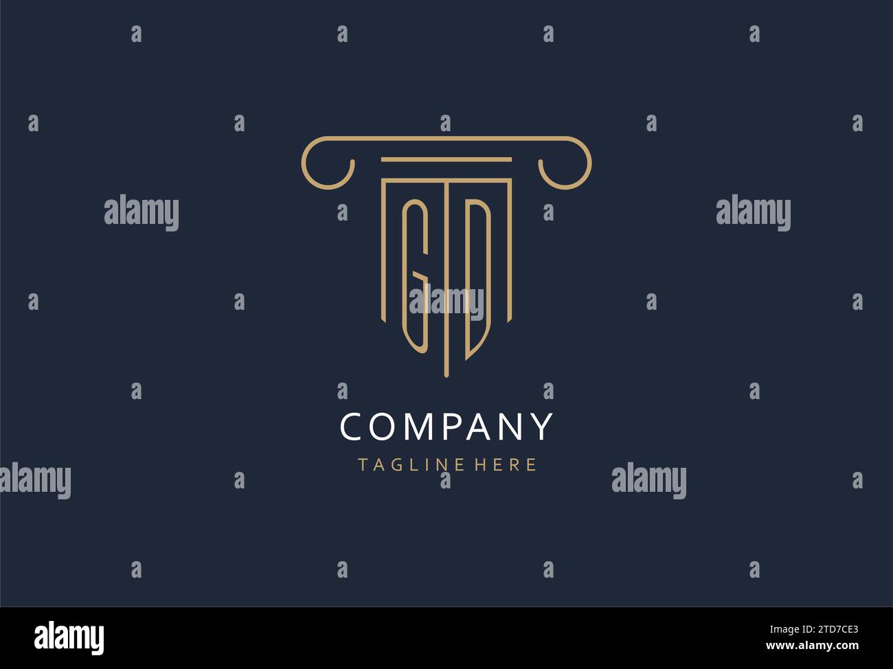 GD initial with pillar shape logo design, creative monogram logo design for law firm design ideas Stock Vector