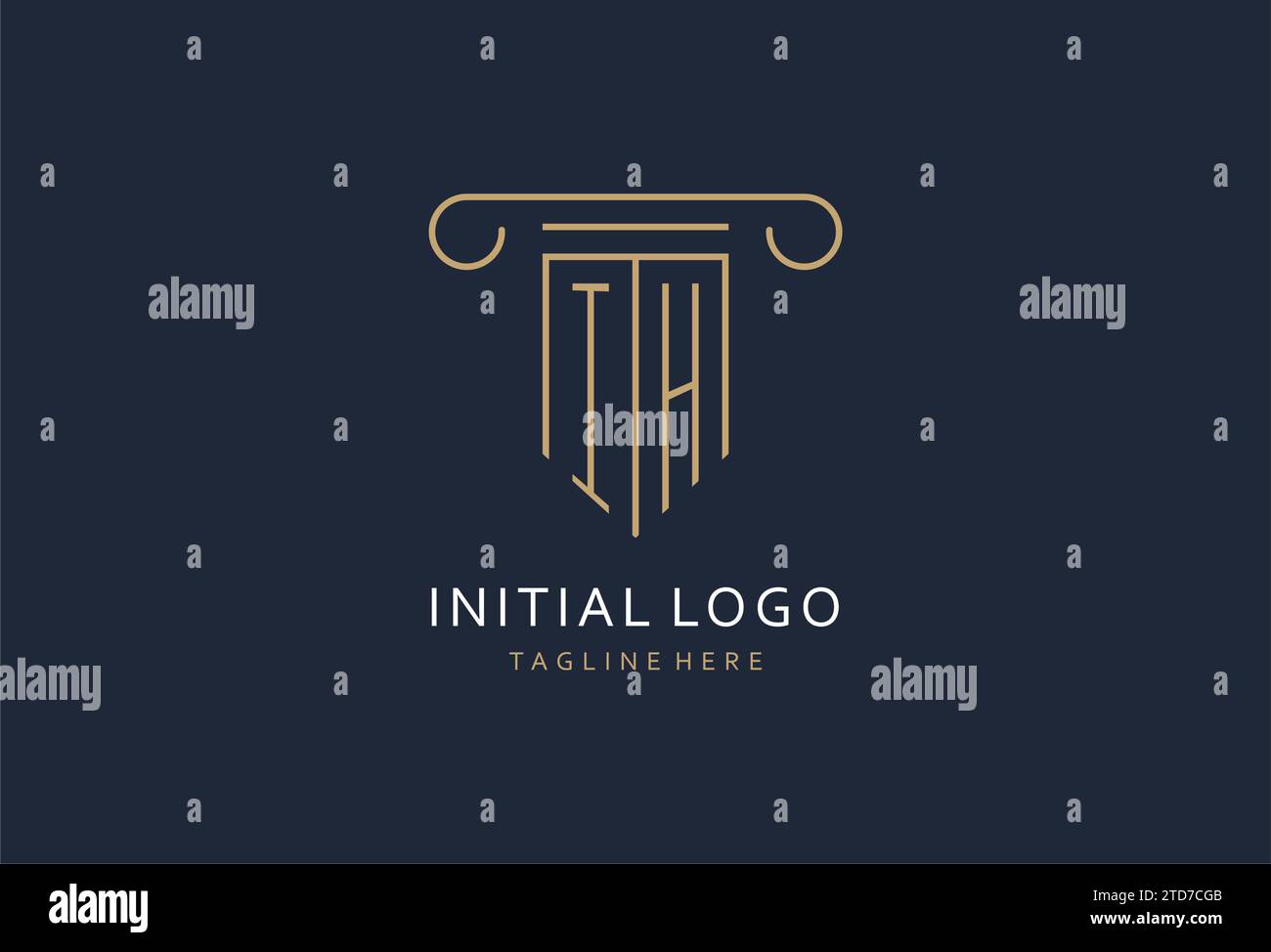 IH initial with pillar shape logo design, creative monogram logo design ...