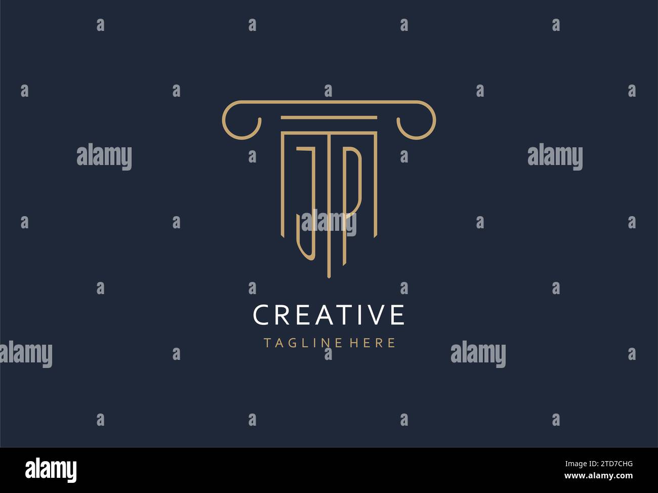 JP initial with pillar shape logo design, creative monogram logo design ...