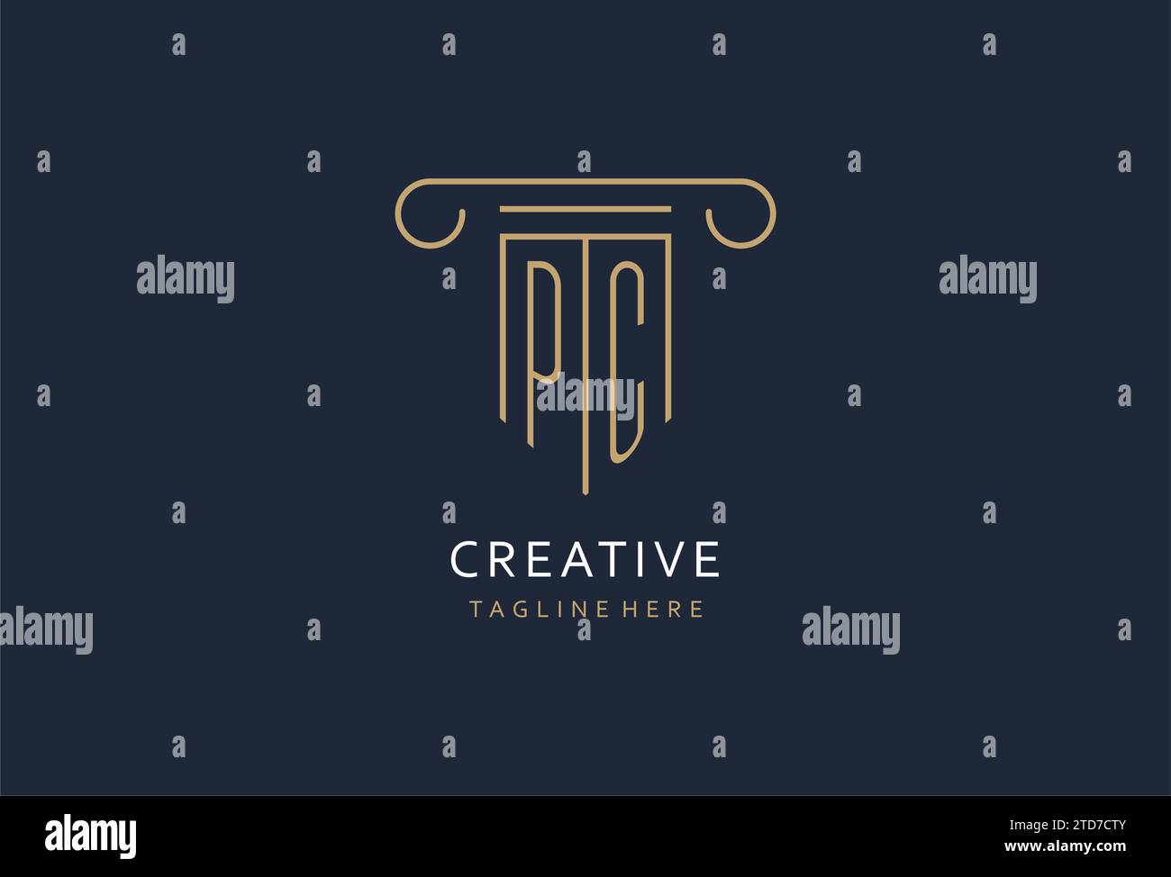 PC initial with pillar shape logo design, creative monogram logo design ...