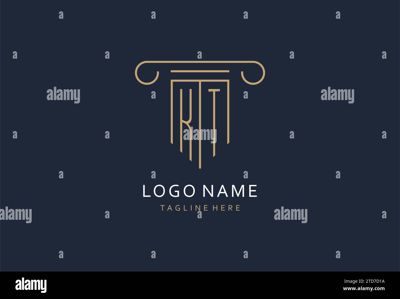KT initial with pillar shape logo design, creative monogram logo design ...