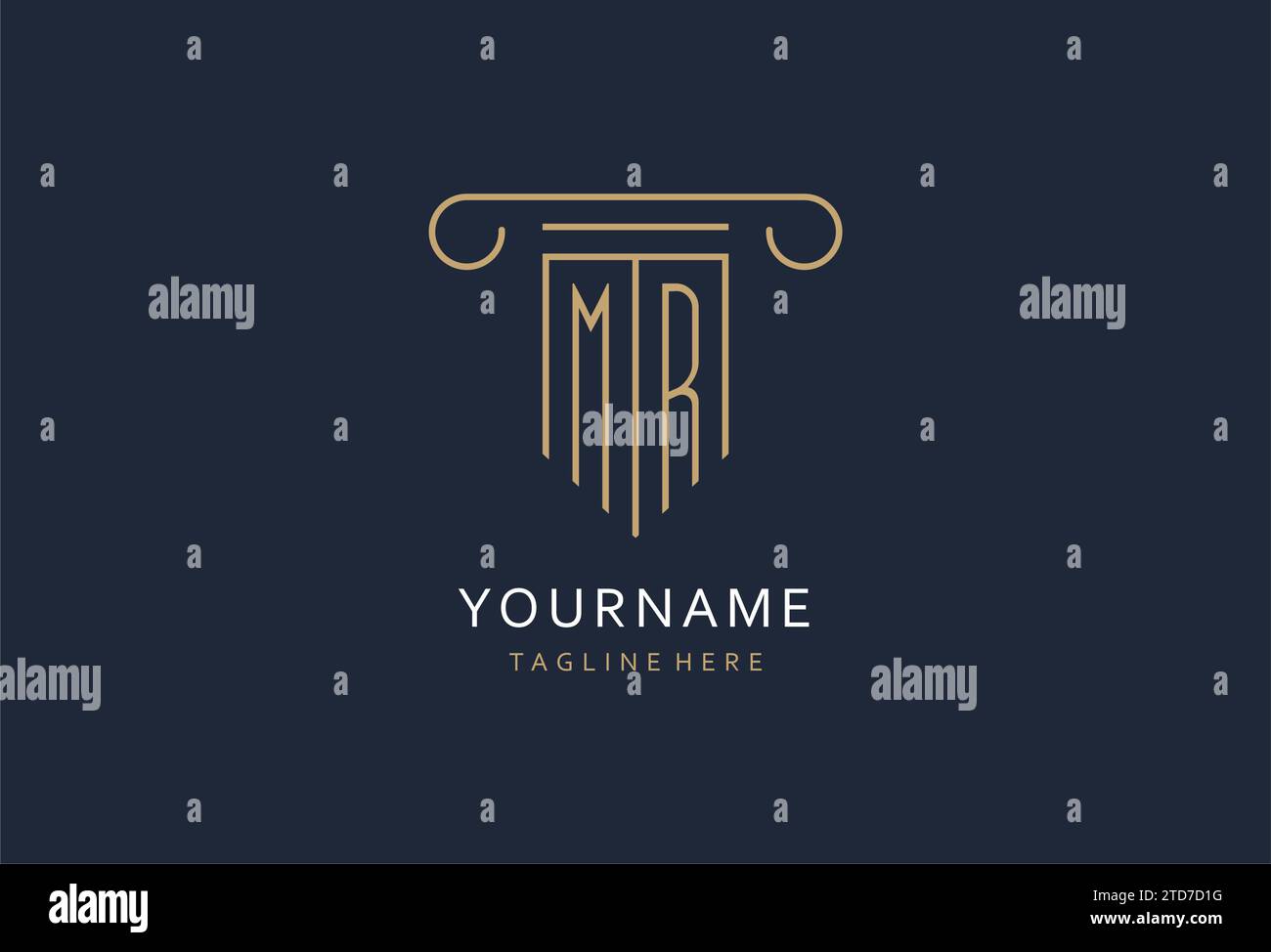 MR initial with pillar shape logo design, creative monogram logo design for law firm design ideas Stock Vector