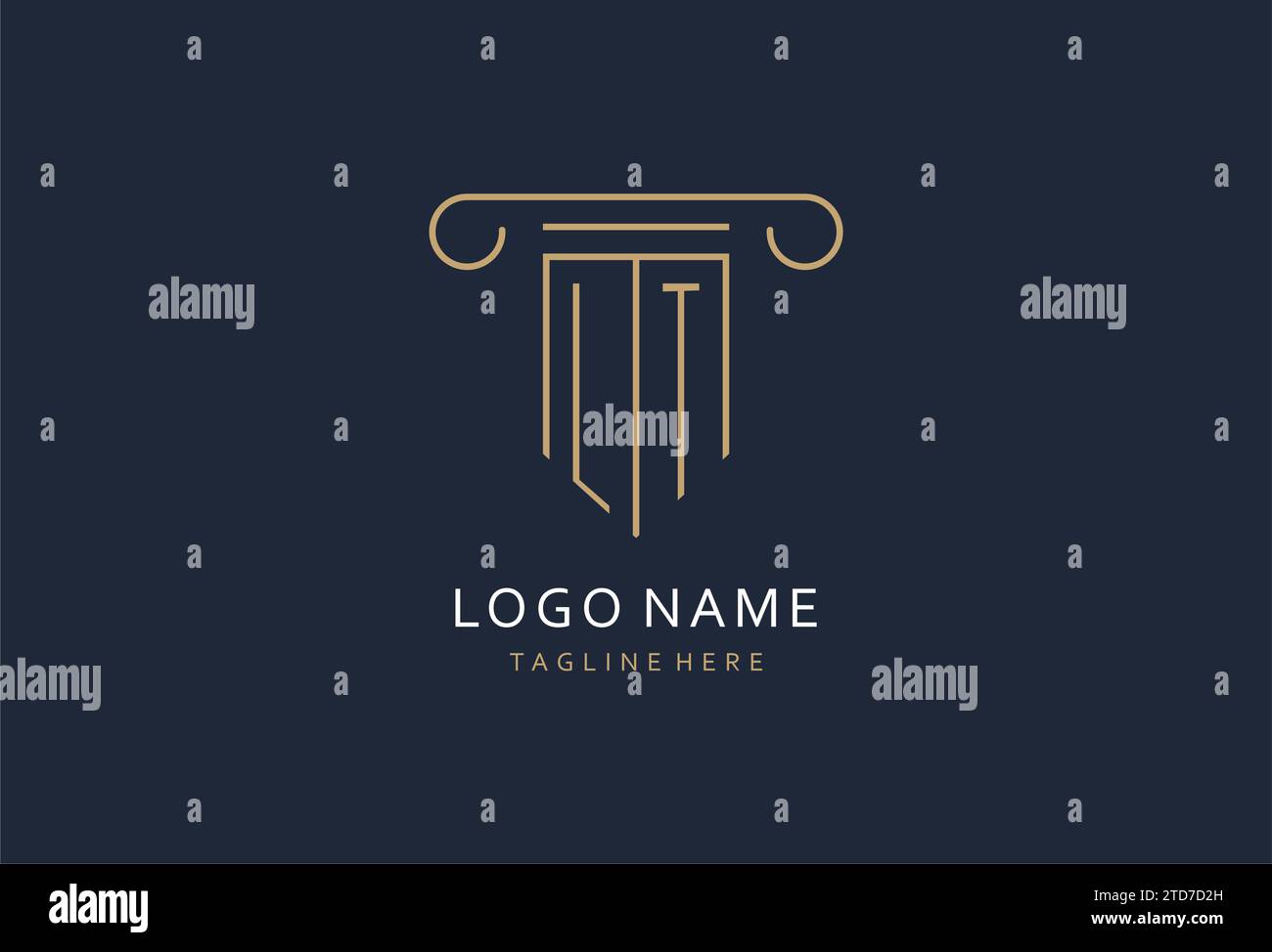 LT initial with pillar shape logo design, creative monogram logo design ...