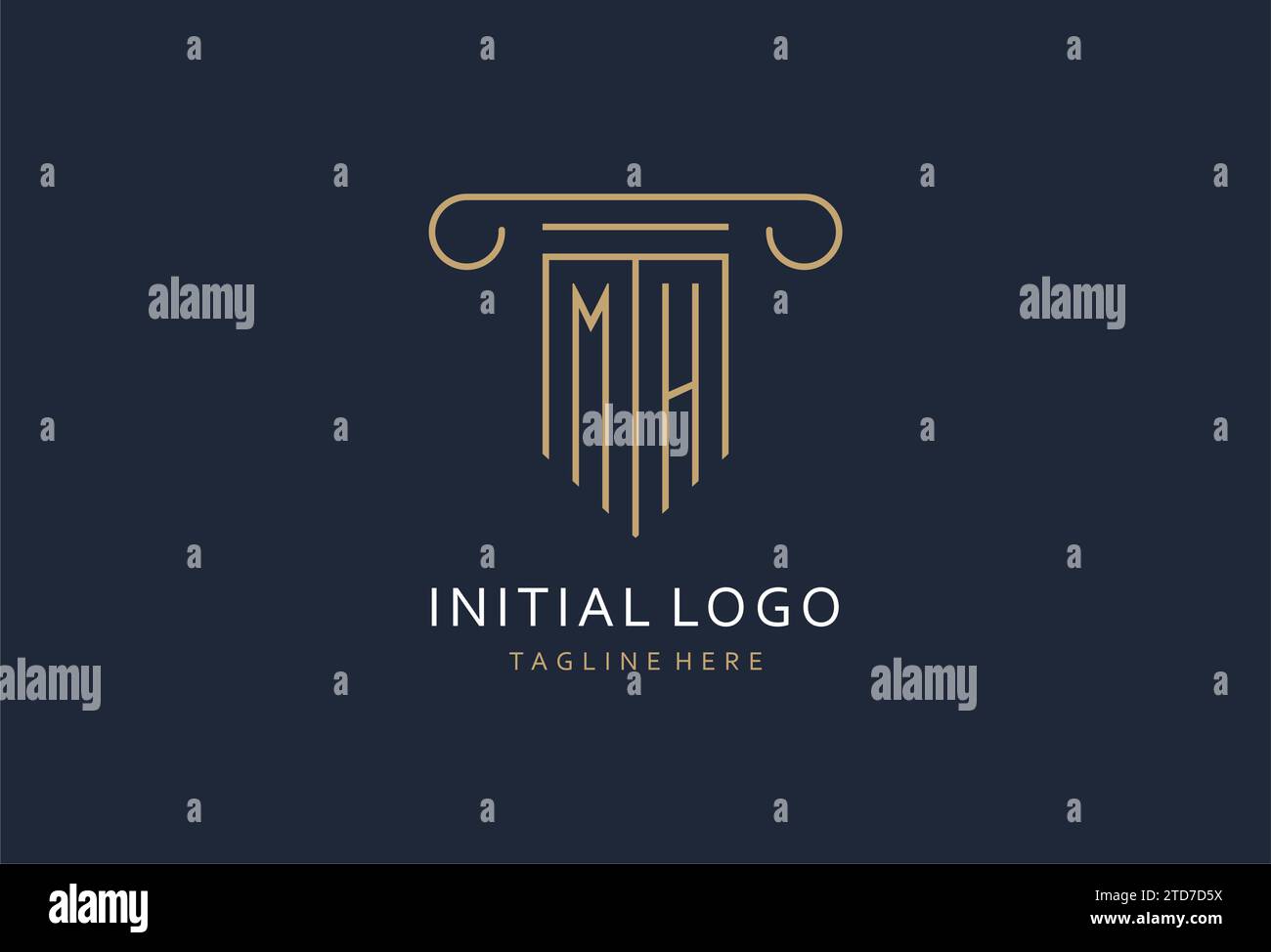 MH initial with pillar shape logo design, creative monogram logo design ...