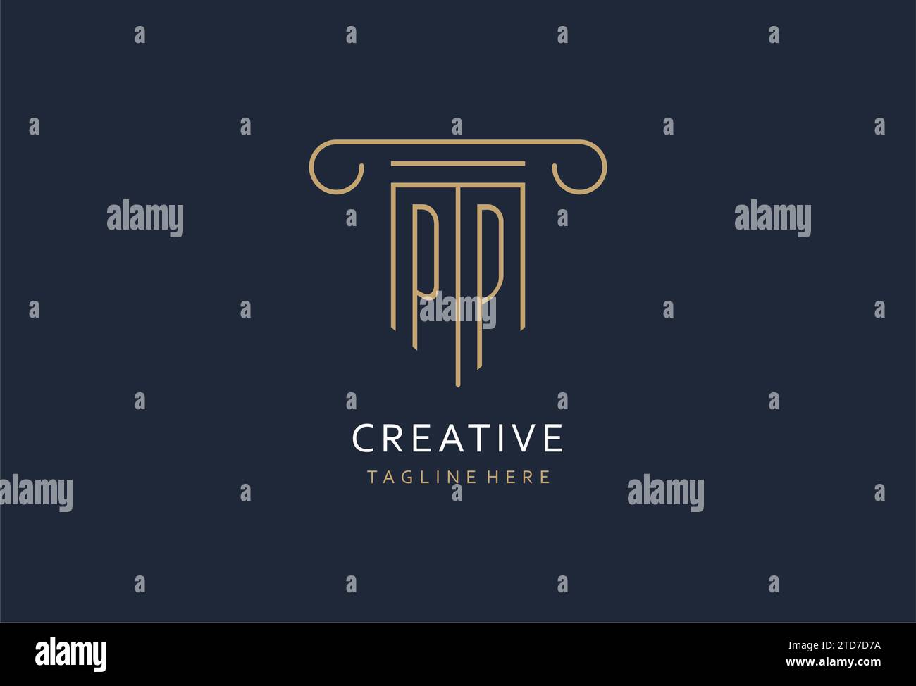 PP initial with pillar shape logo design, creative monogram logo design ...