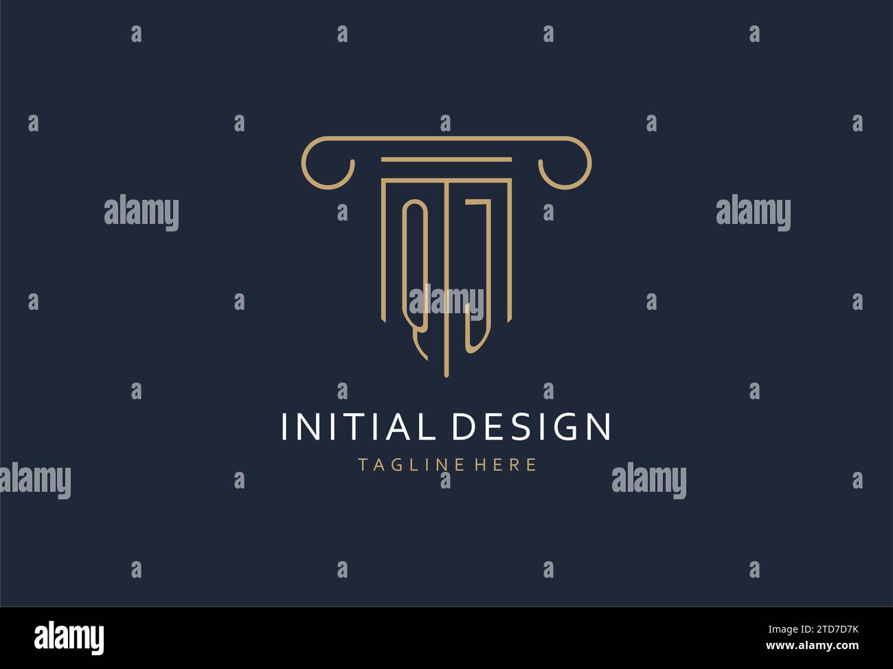 QJ initial with pillar shape logo design, creative monogram logo design ...