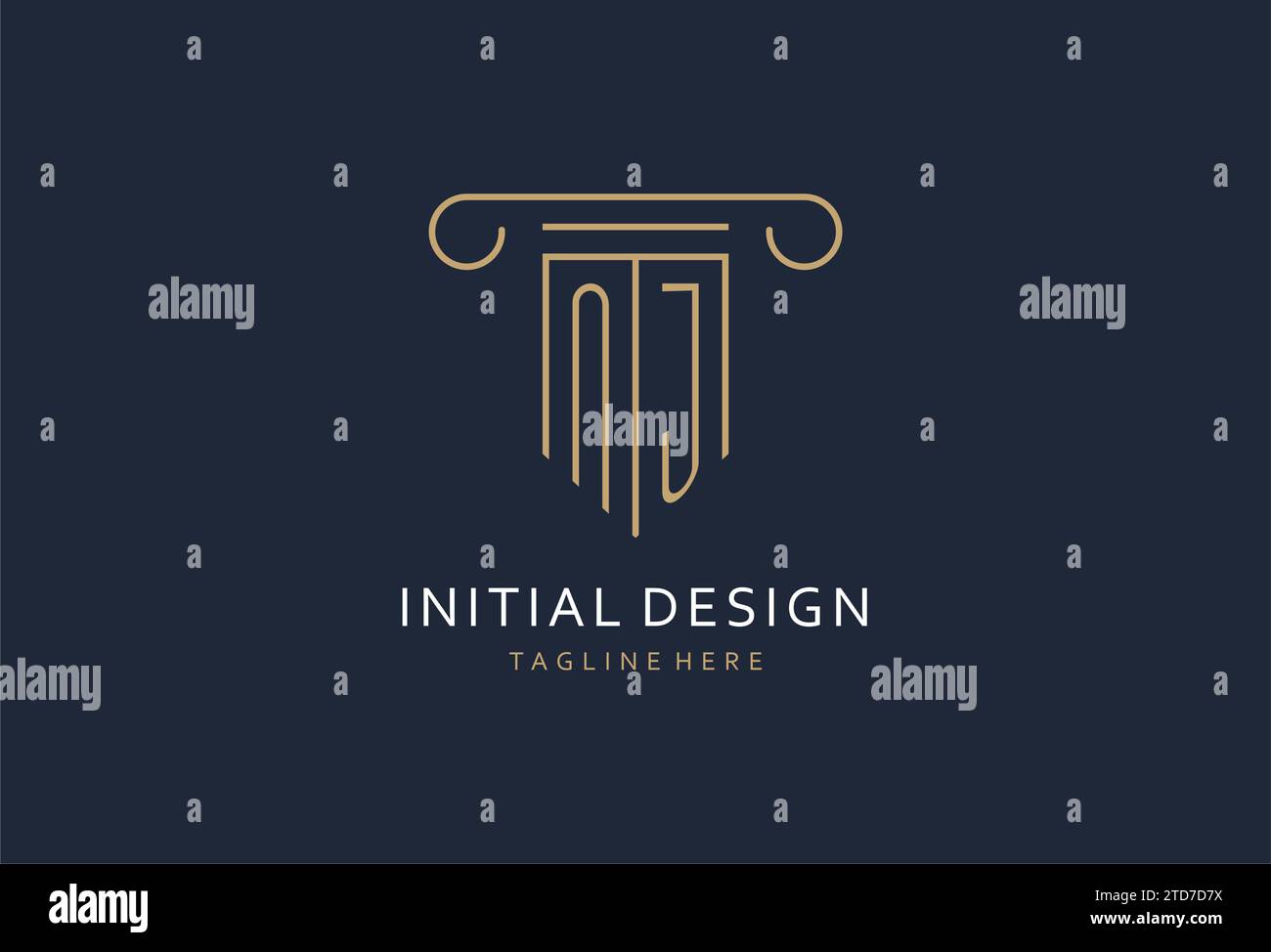 NJ initial with pillar shape logo design, creative monogram logo design ...