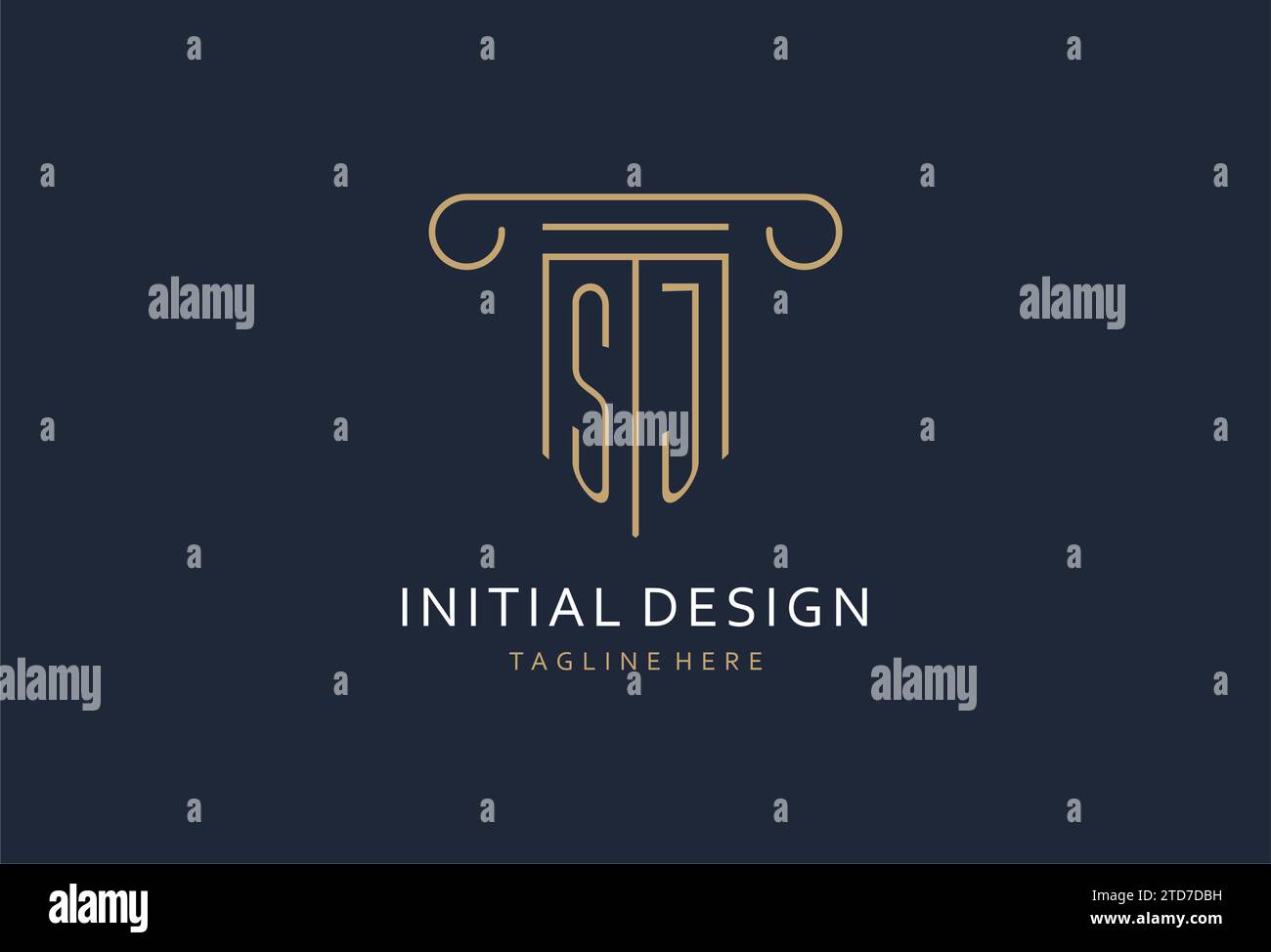 SJ initial with pillar shape logo design, creative monogram logo design for law firm design ideas Stock Vector