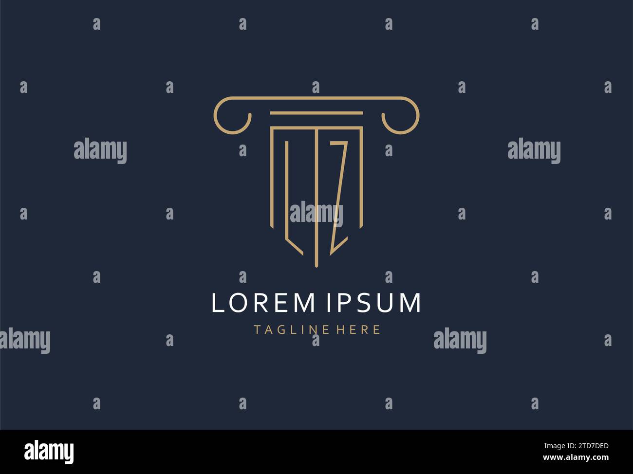 LZ initial with pillar shape logo design, creative monogram logo design ...