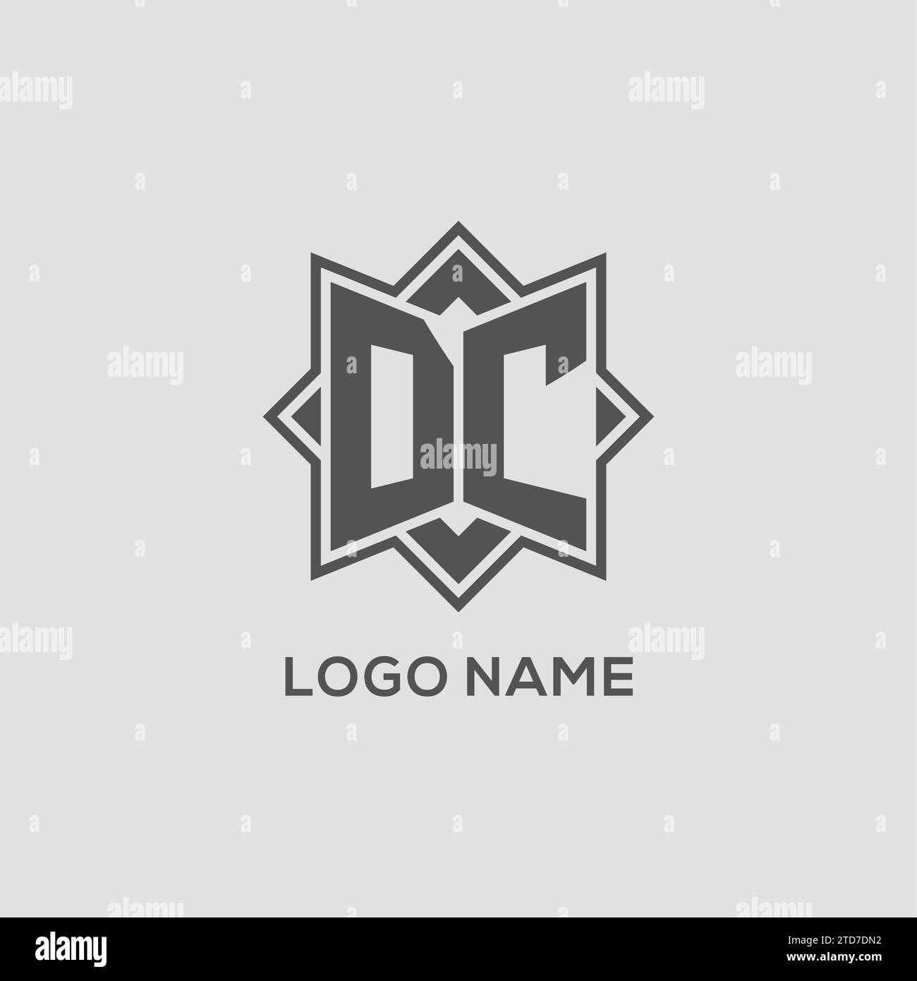 Monogram DC logo with eight point star style design vector graphic ...