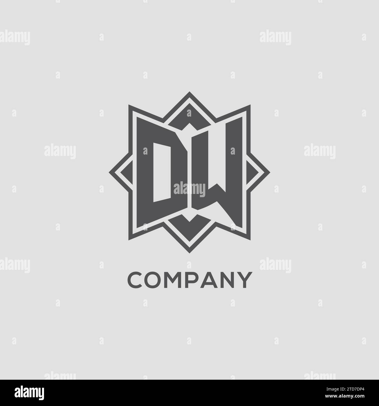 Monogram DW logo with eight point star style design vector graphic Stock Vector