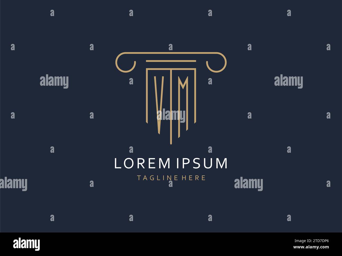 VM initial with pillar shape logo design, creative monogram logo design ...