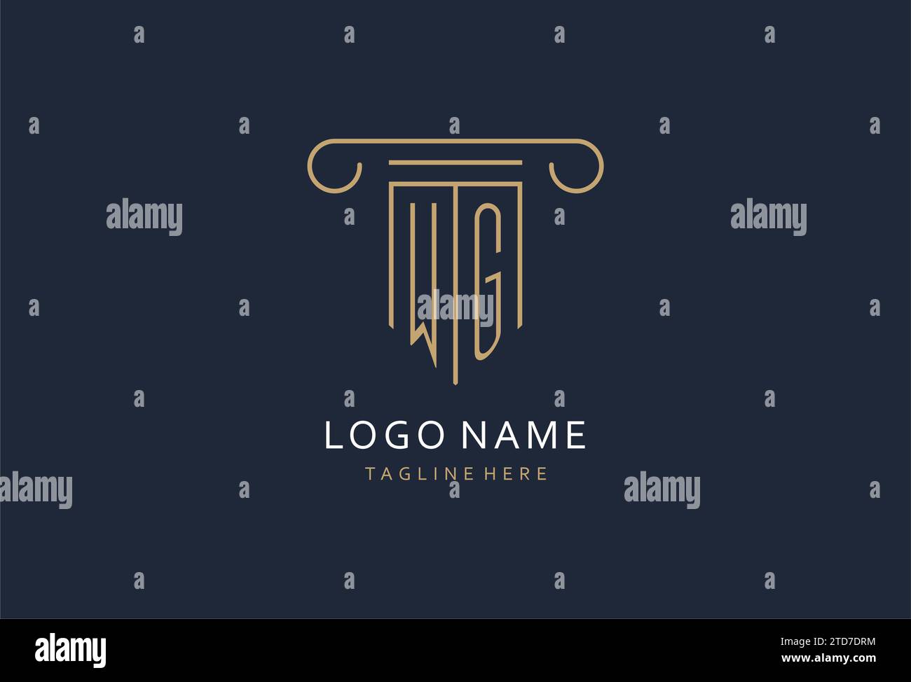 WG initial with pillar shape logo design, creative monogram logo design ...