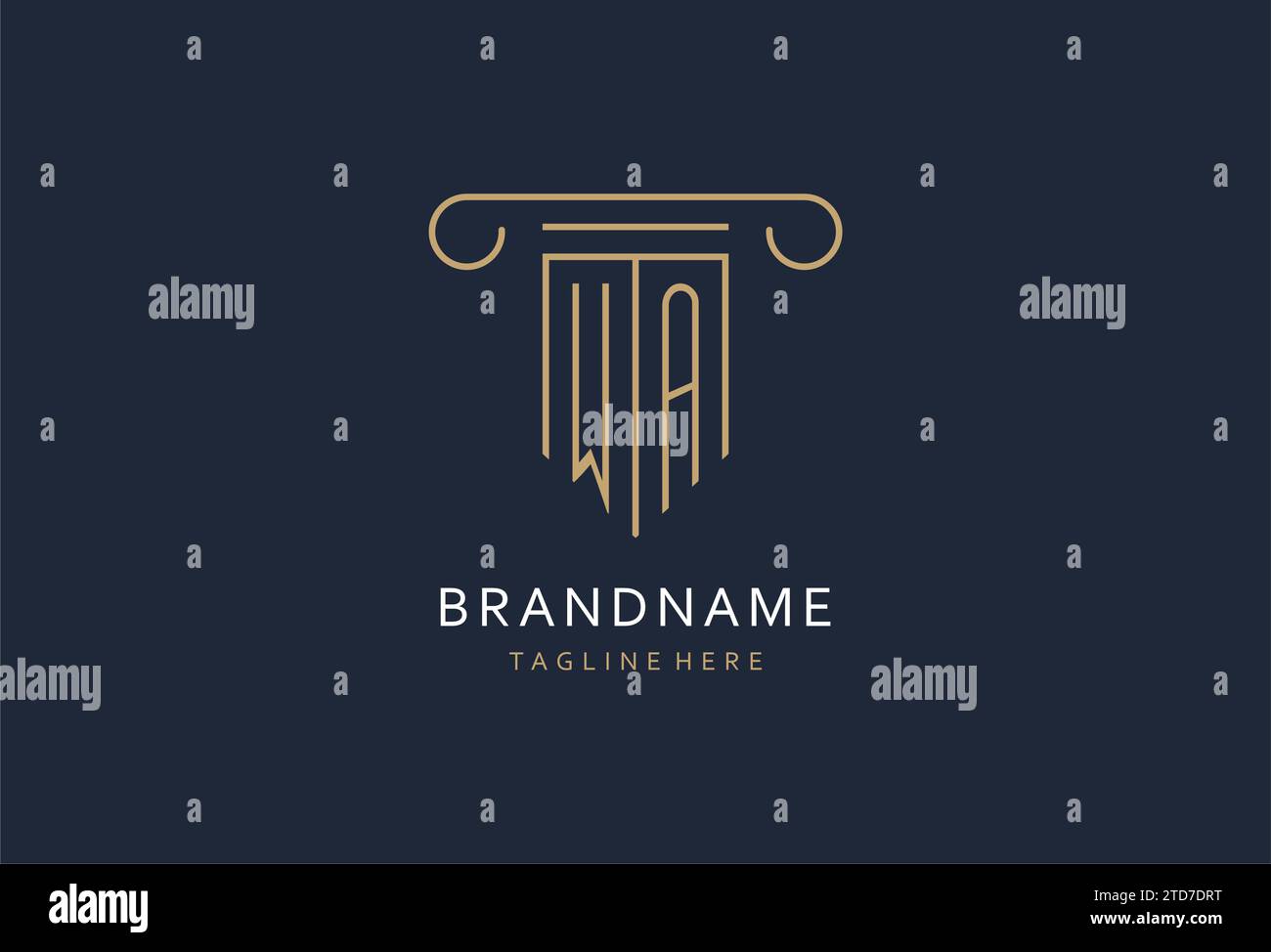 WA initial with pillar shape logo design, creative monogram logo design for law firm design ideas Stock Vector