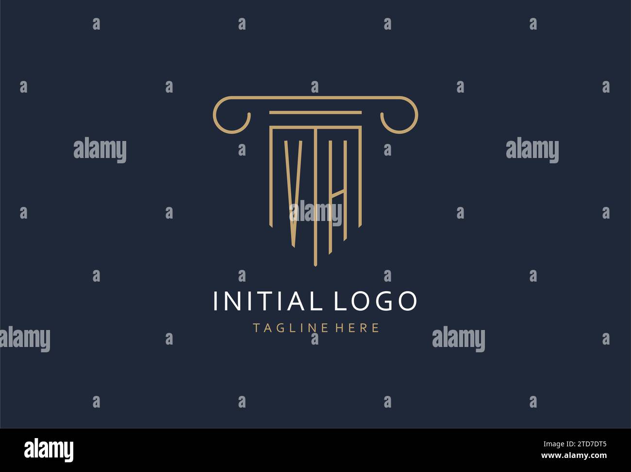 VH initial with pillar shape logo design, creative monogram logo design ...