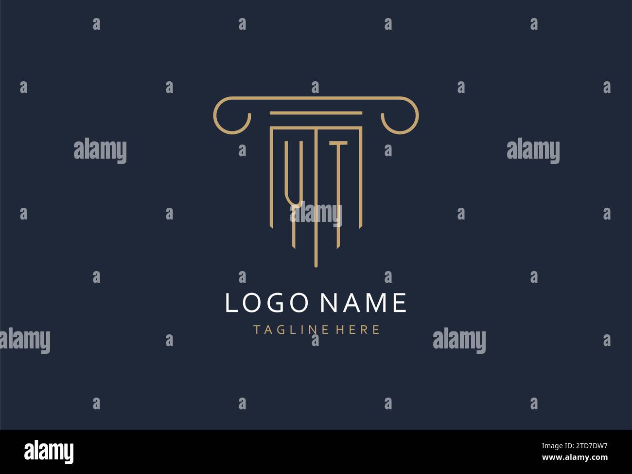 YT initial with pillar shape logo design, creative monogram logo design ...