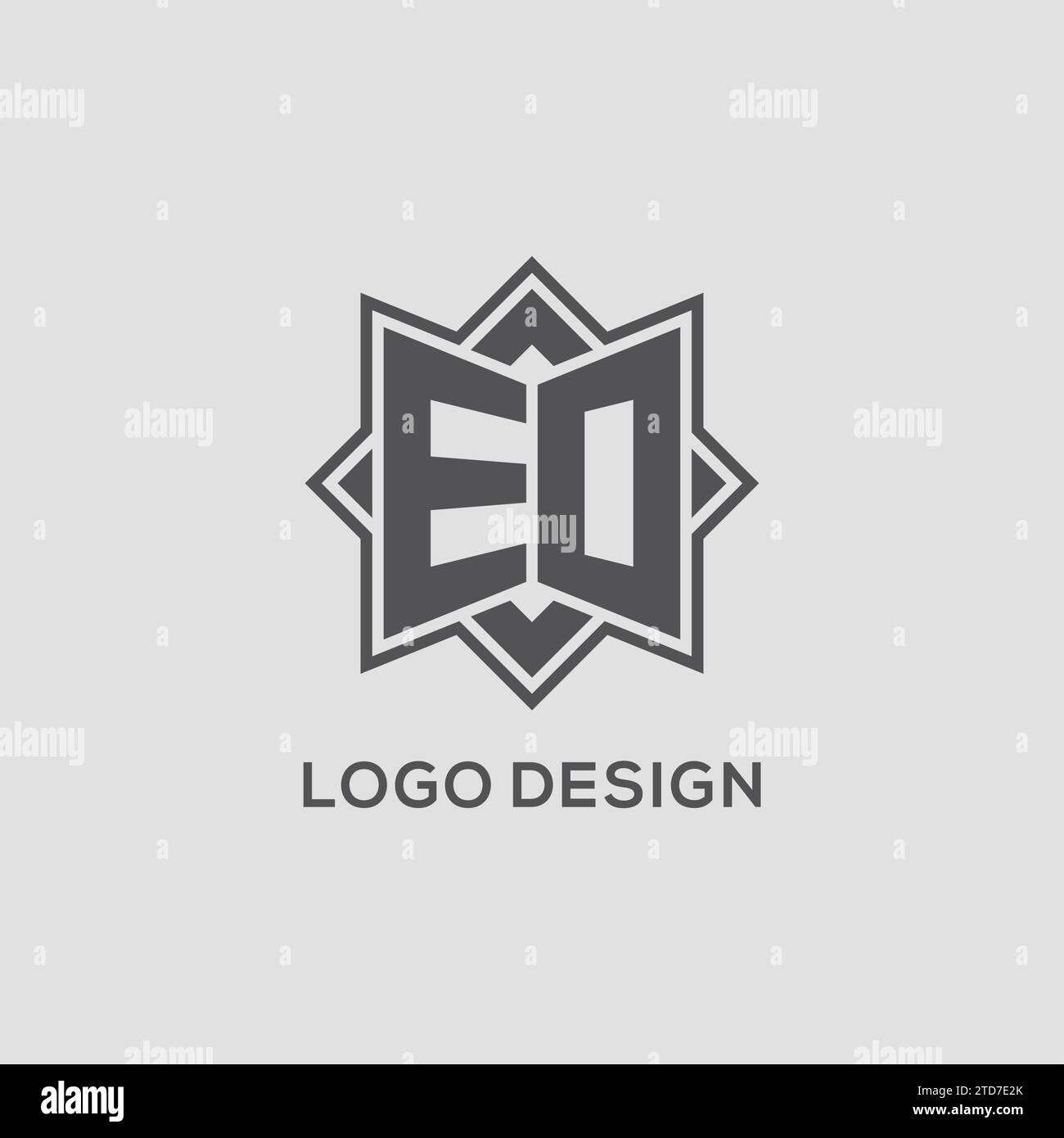 Monogram EO logo with eight point star style design vector graphic Stock Vector