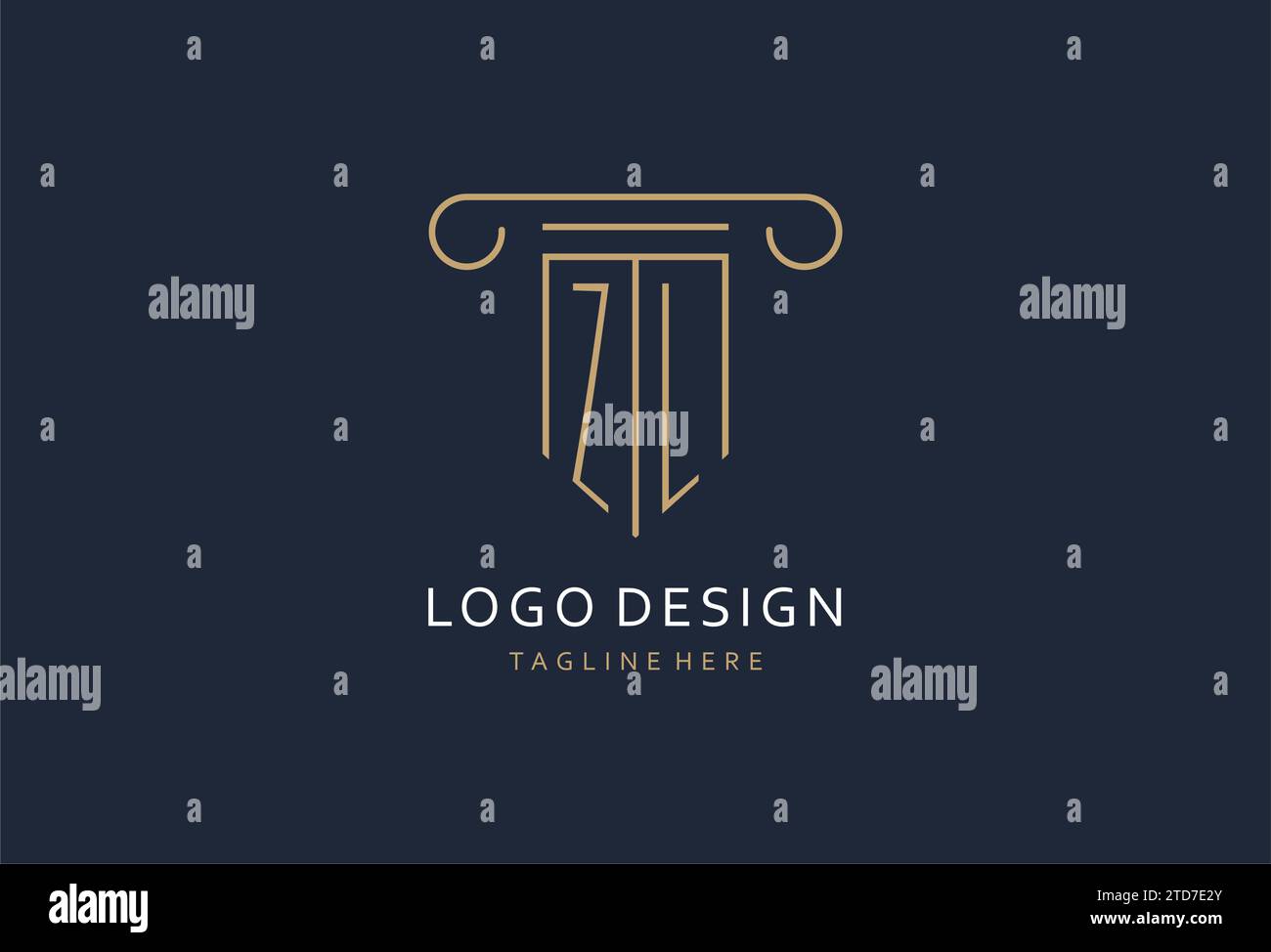 ZL initial with pillar shape logo design, creative monogram logo design ...