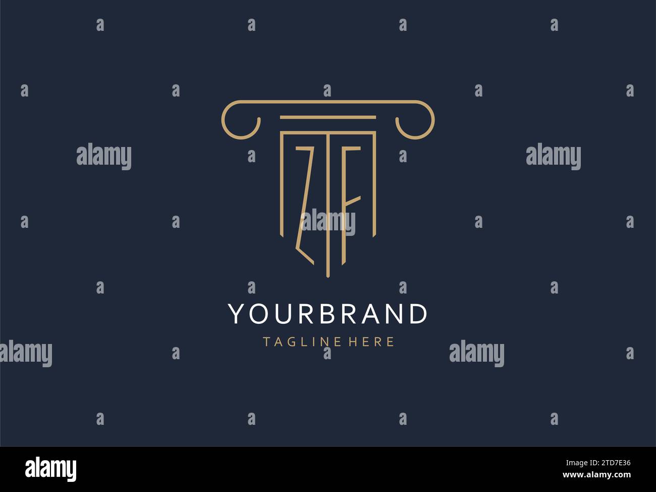 ZF initial with pillar shape logo design, creative monogram logo design ...
