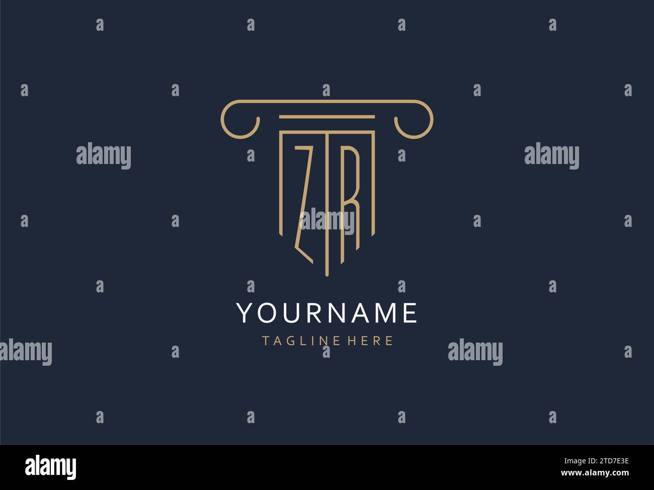 ZR initial with pillar shape logo design, creative monogram logo design ...