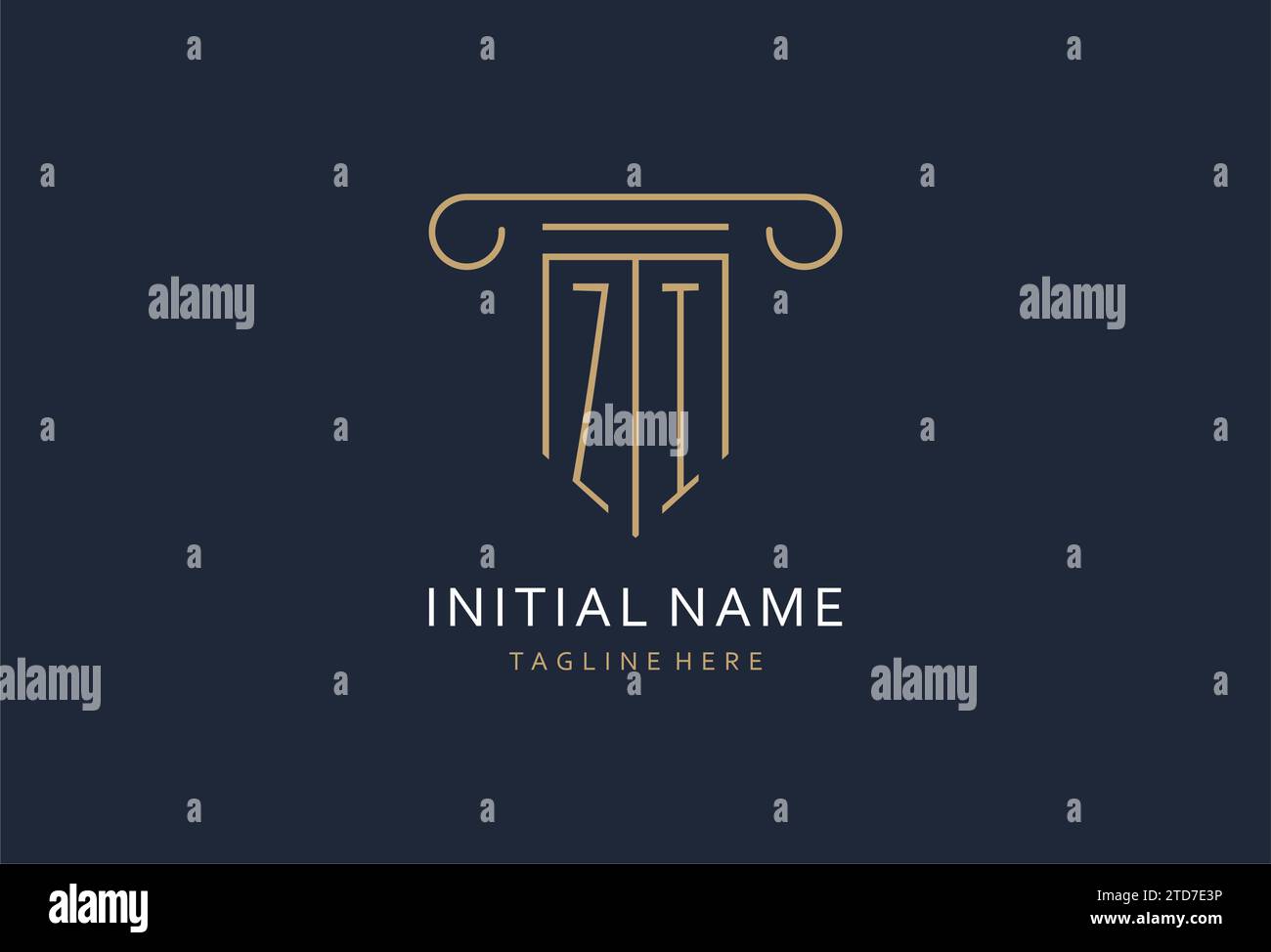 ZI initial with pillar shape logo design, creative monogram logo design ...