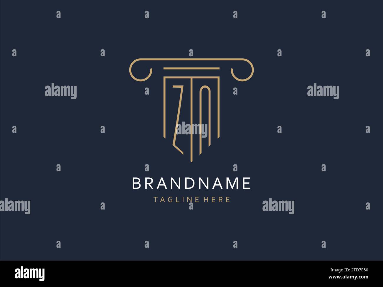 ZN initial with pillar shape logo design, creative monogram logo design ...