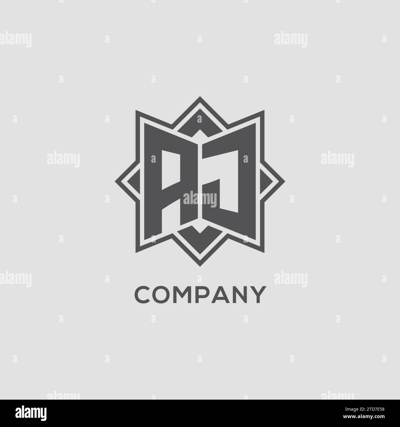 Monogram AJ logo with eight point star style design vector graphic ...