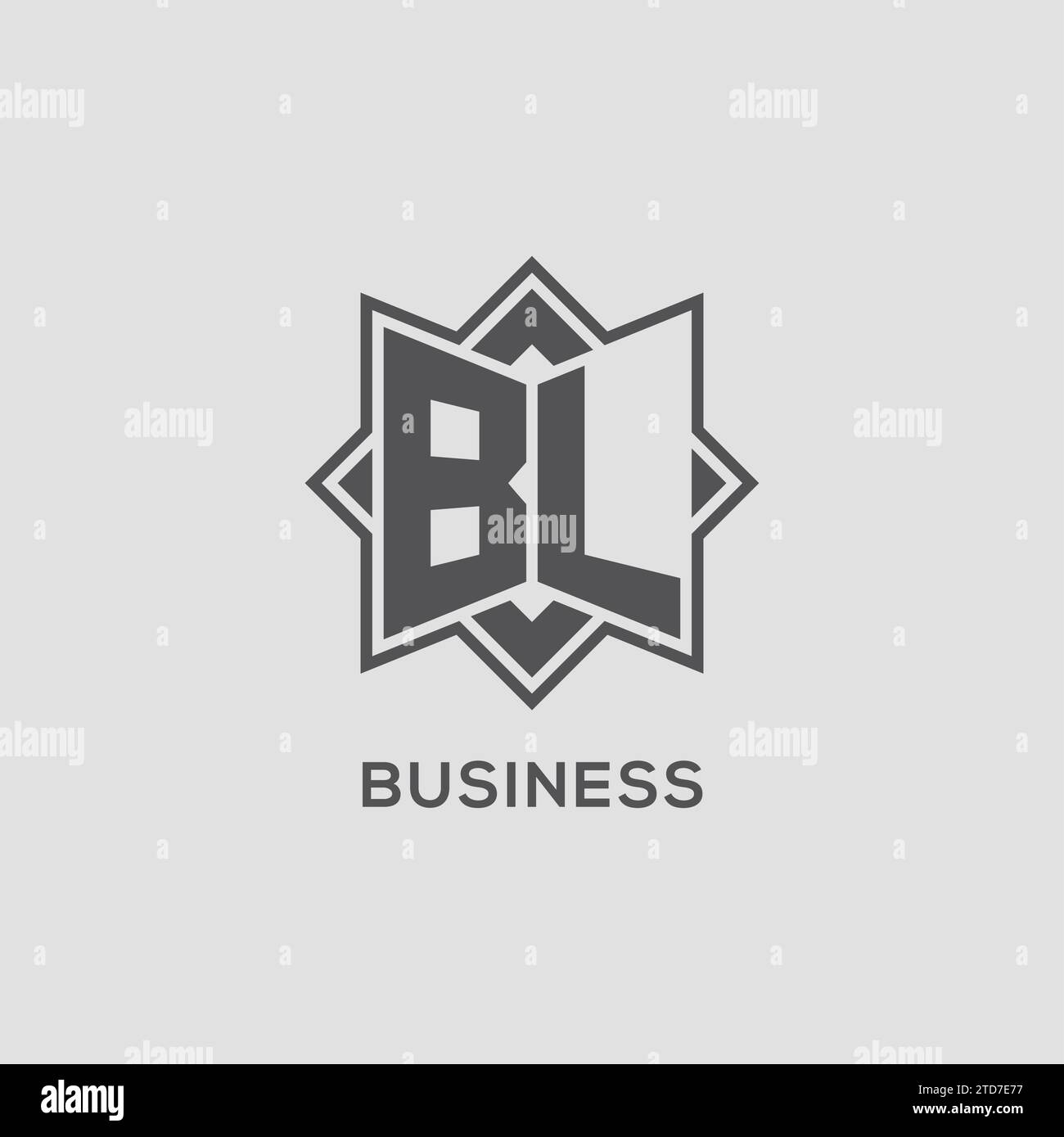 Monogram BL logo with eight point star style design vector graphic Stock Vector