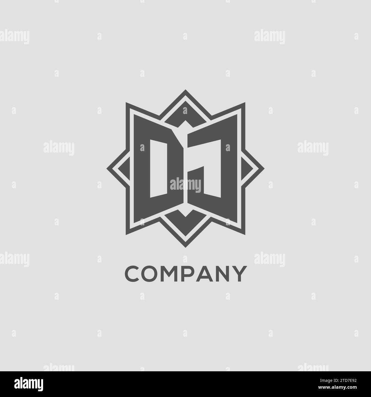 Monogram DJ logo with eight point star style design vector graphic ...
