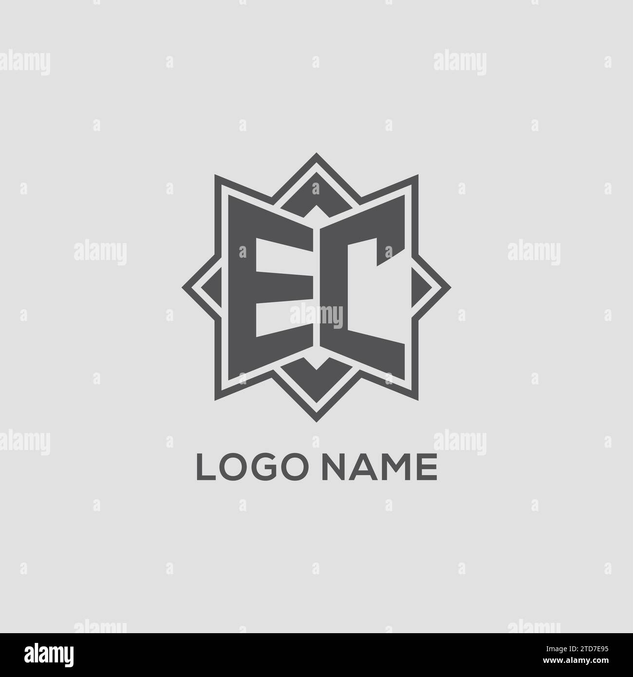 Monogram EC logo with eight point star style design vector graphic Stock Vector