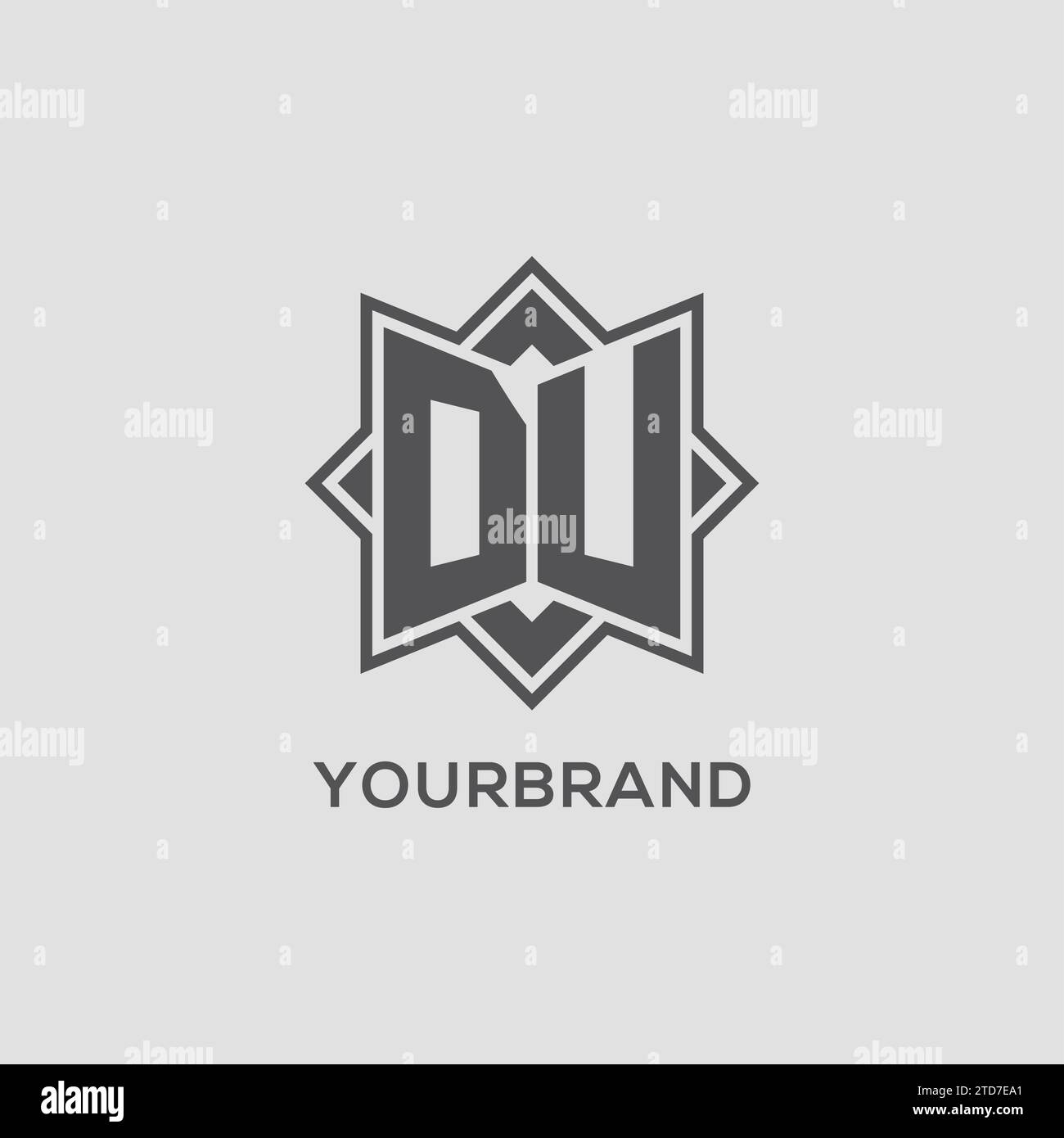 Monogram DU logo with eight point star style design vector graphic Stock Vector
