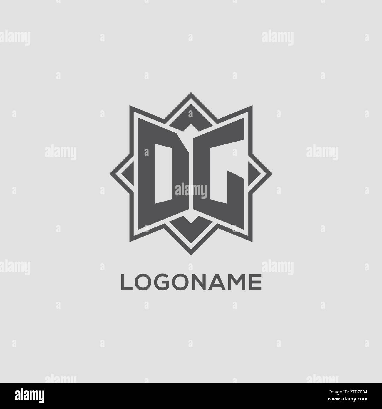 Monogram DG logo with eight point star style design vector graphic Stock Vector