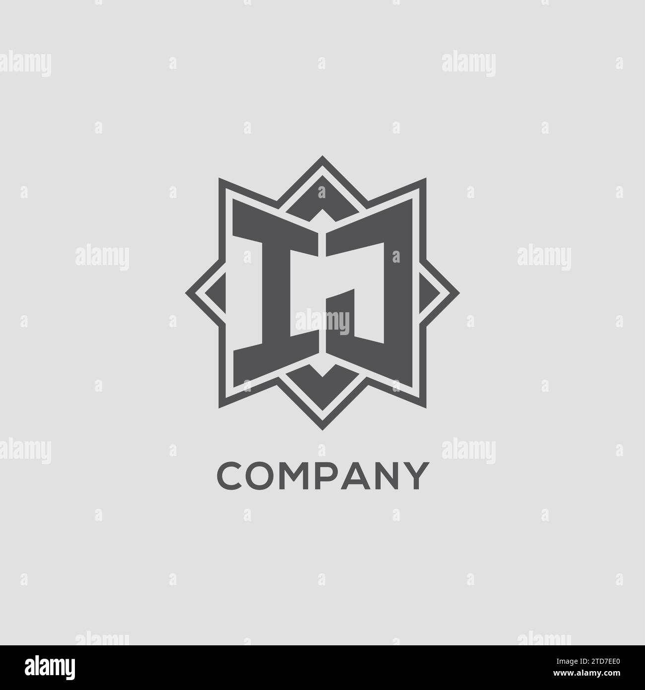 Monogram IJ logo with eight point star style design vector graphic Stock Vector