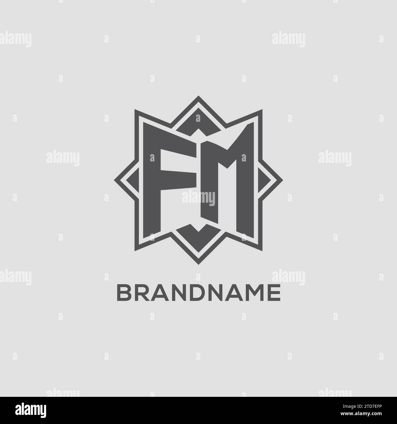 Monogram FM logo with eight point star style design vector graphic ...