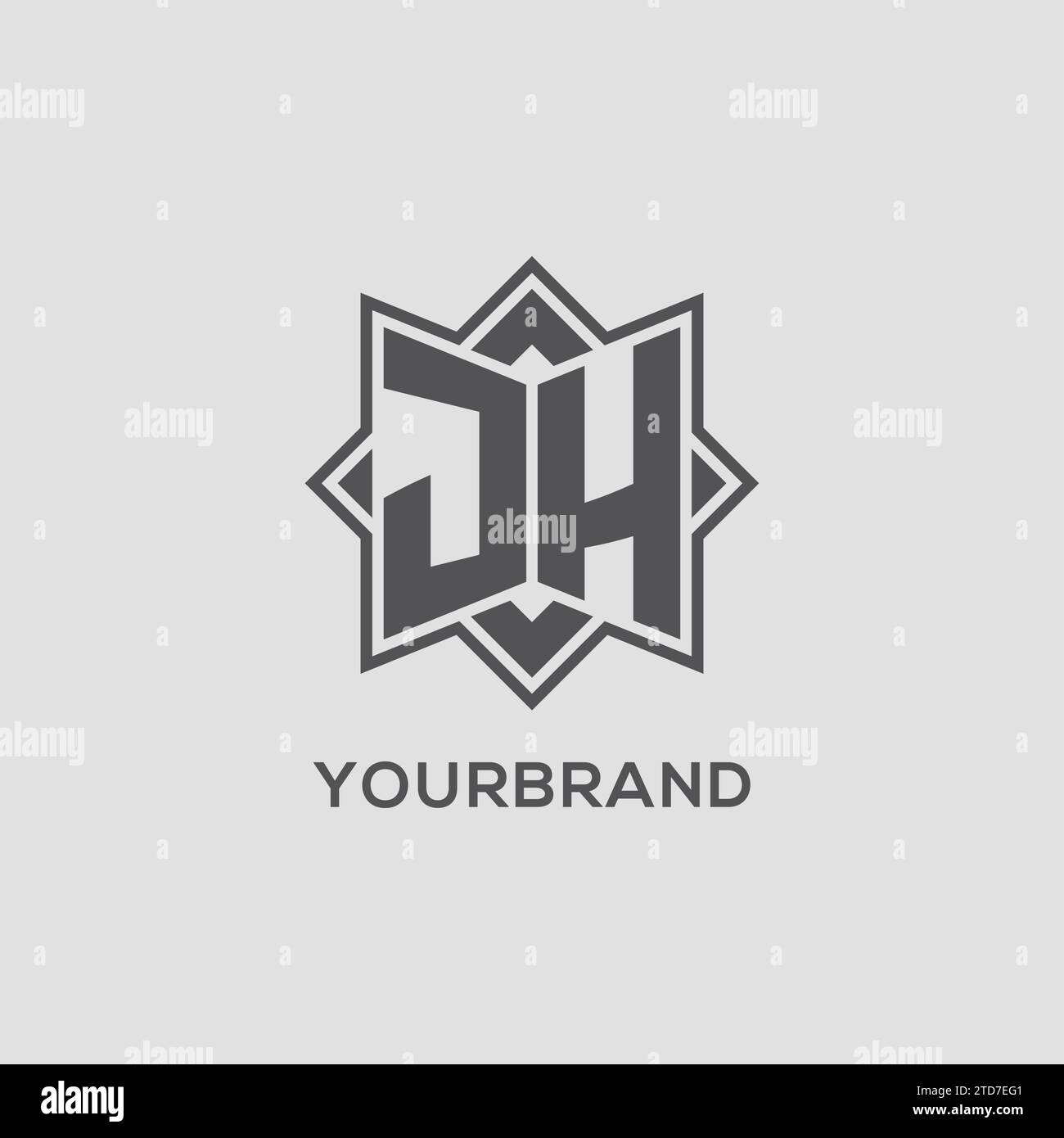 Monogram JH logo with eight point star style design vector graphic ...