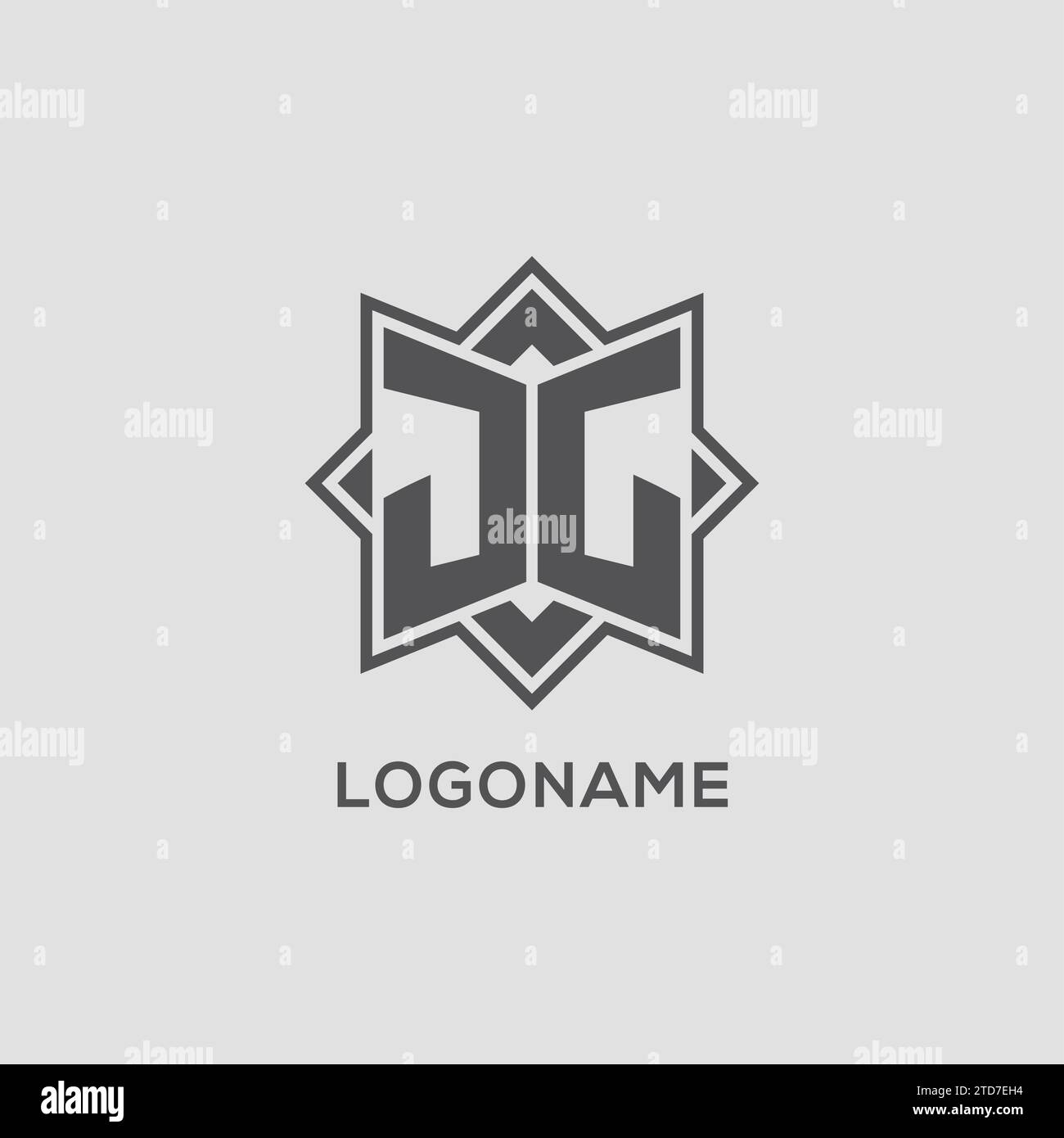 Monogram JG logo with eight point star style design vector graphic ...