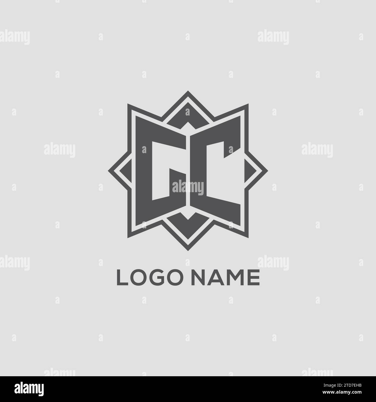 Monogram GC logo with eight point star style design vector graphic ...