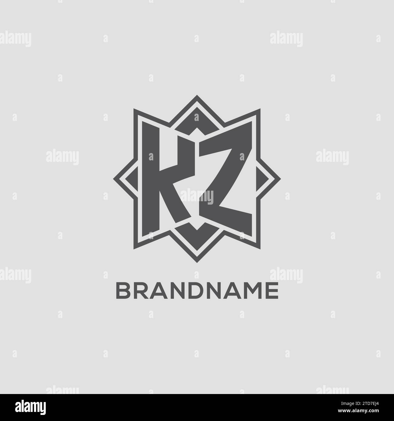 Monogram KZ logo with eight point star style design vector graphic ...