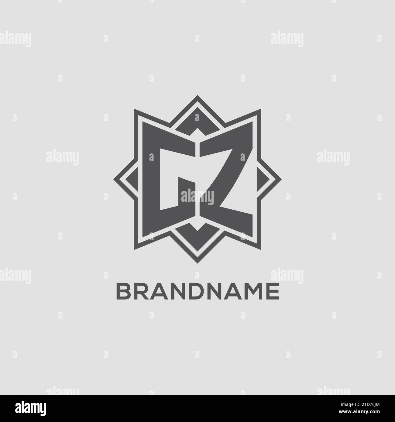 Monogram GZ logo with eight point star style design vector graphic Stock Vector
