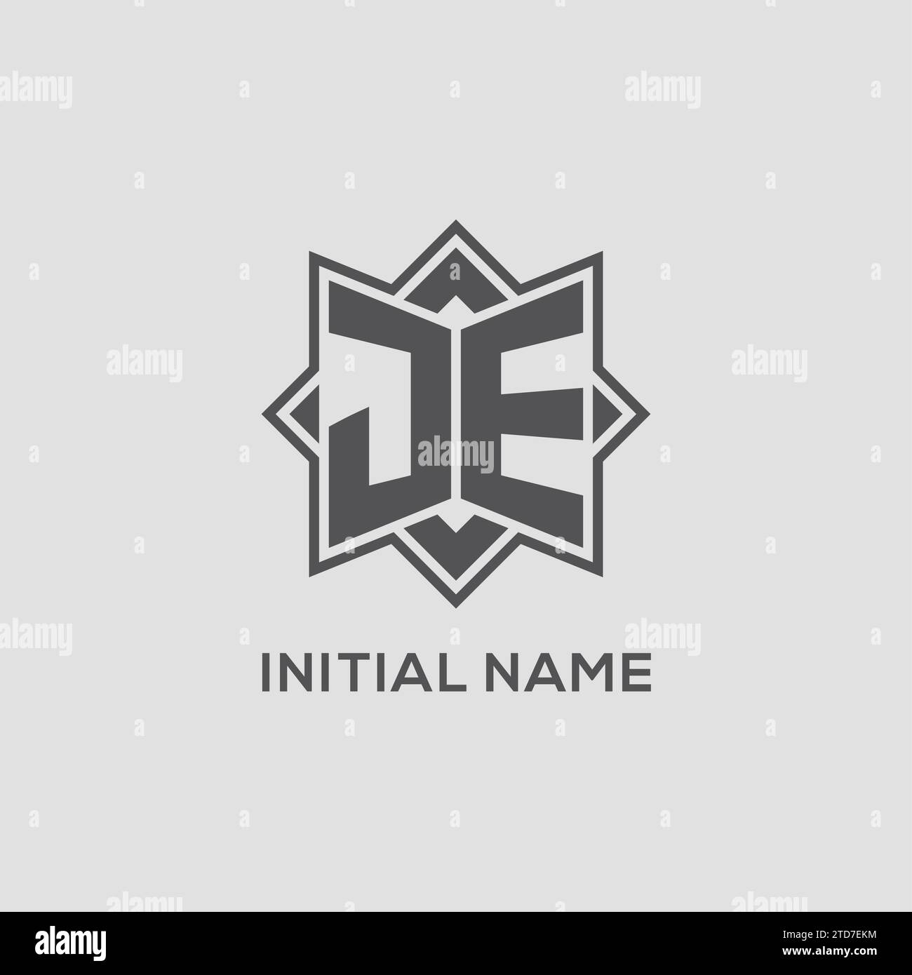 Monogram JE logo with eight point star style design vector graphic ...